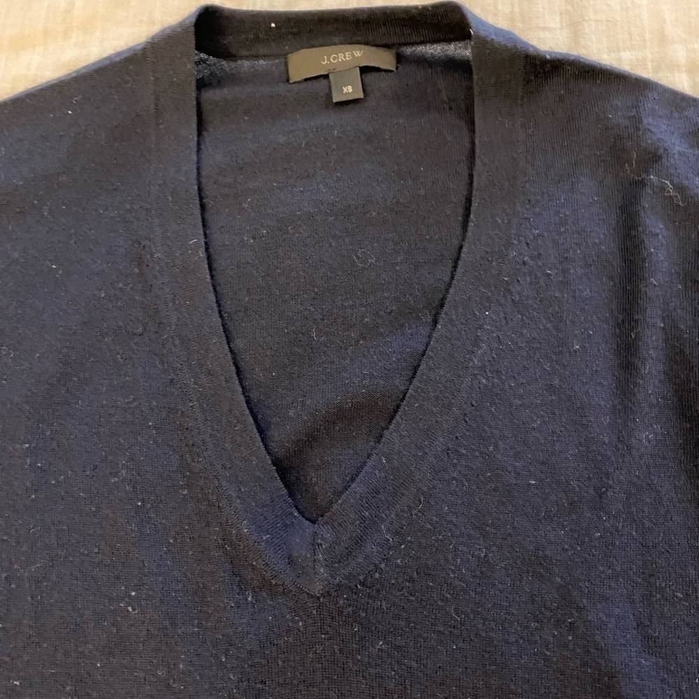 J Crew Merino Wool V Neck Navy Sweater (SW2)